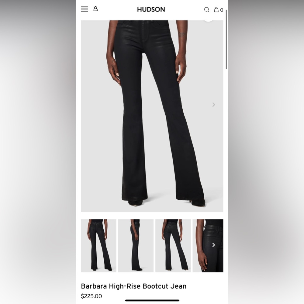 Hudson Barbara Leather Coated Midrise bootcut jean size 26